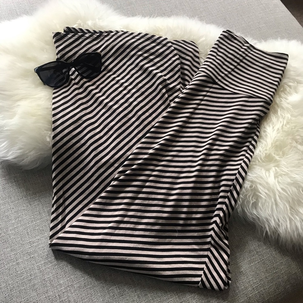 Tan and Black Stripe Maxi Shirt - Size Large